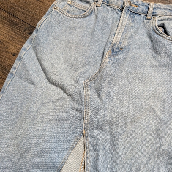 Topshop Moto High Waist Front Slit Light Blue‎ Jean Skirt Size 4 - Picture 3 of 9